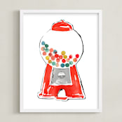 "Gumball Machine" - Art Print in Bright Red by Kelly Ventura - Framed