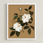 "White Roses no.1" - Art Print in brown by Shina Choi - Framed