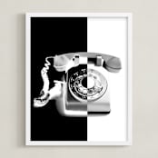 "Two-Tone Rotary Phone" - Art Print in Night Black by Jonathan Brooks - Framed