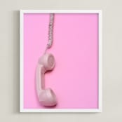 "Pink Phone" - Art Print in Pretty Pink by Jonathan Brooks - Framed