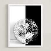 "Two-Tone Disco Ball" - Art Print in Midnight Black by Jonathan Brooks - Framed