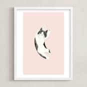 "Feline" - Art Print in Blush by Vivian Yiwing - Framed