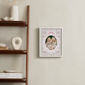"Holiday Ribbon: Portrait Framed Photo" - Framed Photo in Peony by Jackie Crawford - In a Room