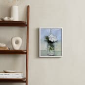 "Blue Stripe, White Flower" - Art Print in Steel Blue by Hadas Tal - In a Room