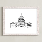"Around the World Washington D.C." - Art Print in Black by TM Stationery - Framed