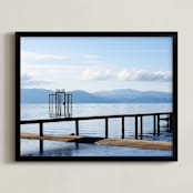 "Gated Community" - Art Print in Tahoe blue by Margaret Edith - Framed