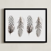 "Four Feathers" - Art Print in black by Shine Haus Collective - Framed