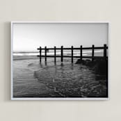 "La Jolla Beach Landscape " - Art Print in Black and White by aeryn donnelly design - Framed