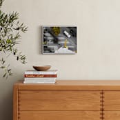 "Story from Aerial #1" - Art Print in textured yellow by Van Tsao - In a Room