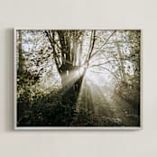 "Foggy Treehouse" - Art Print in Golden Orange by Katie Buckman - Framed