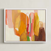 "Mid Mod" - Art Print in Tangerine by Jenny Westenhofer - Framed Canvas