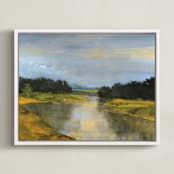 "Glass River" - Art Print in Glass Blue by Stephanie Goos Johnson - Framed Canvas