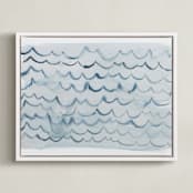 "waves" - Art Print in pool blue by Kelly Witmer - Framed Canvas
