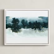 "Night Falling" - Art Print in Lagoon by Lindsay Megahed - Framed Canvas