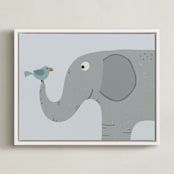 "My Jungle Friends 4" - Art Print in Grey by Anequ Studio - Framed Canvas