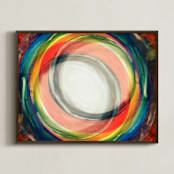 "Circles and Clouds" - Art Print in steel blue by Margaret Williams - Framed