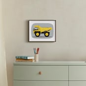 "The Construction Dump truck" - Art Print in Finch Yellow by Rebecca Marchese - In a Room