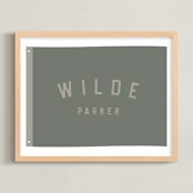 "Name Flag" - Personalized Art Print in Army Green by taylorVdesign - Framed