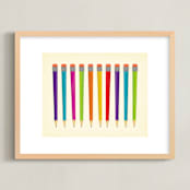 "Mad About Pencils" - Art Print in Ruby Red by TM Stationery - Framed