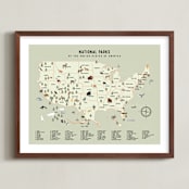 "National Parks of USA" - Art Print in Adventure Green by Sherley Ferreira - Framed