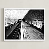 "DC subway fast track" - Art Print in rustic black by Van Tsao - Framed