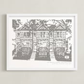 "House: Landscape Custom Letterpress Print" - Custom Letterpress Print in Warm Gray by Minted - Framed