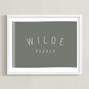 "Name Flag" - Personalized Art Print in Army Green by taylorVdesign - Framed