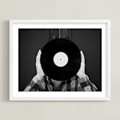 "Ahead of the Record" - Art Print in Black and White by Kaitie Bryant - Framed