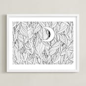 "Peek A Boo" - Art Print in Black & White by Helen H Wu - Framed