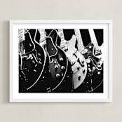 "Guitars, Monochrome" - Art Print in Black by Jason - Framed