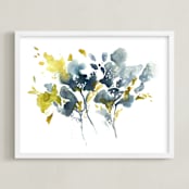"Embracing Silence" - Art Print in Marine Blue by Mya Bessette - Framed