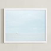 "Still Ocean" - Art Print in Silver Blue by Alexandra Feo - Framed