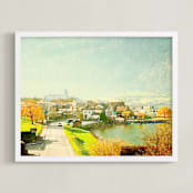 "sunny morning in the village" - Art Print in Sunshine Yellow by Teng Wang - Framed