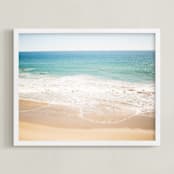"Malibu" - Art Print in Aqua by Ann Hudec - Framed