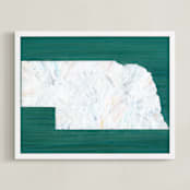 "Nebraska in Paint" - Art Print in Nebraska Green by Denise Wong - Framed