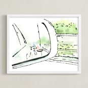 "Reflections In The Rain" - Art Print in Rainy Day Light by Michelle Waldie - Framed