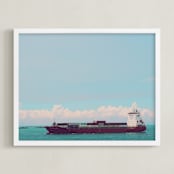 "ship" - Art Print in blue by Ramoncita - aticnomar - Framed