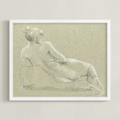 "Sketch 037" - Art Print in Beige by Cecilia La Mela - Framed