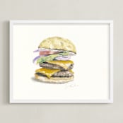 "Cheeseburger" - Art Print in golden beige by Jackie Graham - Framed