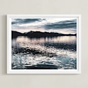 "Juneau from the Sea" - Art Print in Sea Blue by Loree Mayer - Framed