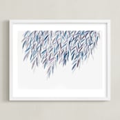 "Dreaming of Leaves" - Art Print in White by Priscilla Lee - Framed