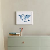 "Little Big World Map" - Art Print in Bluebell by Jessie Steury - In a Room