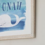 "Watercolor Whale" - Personalized Art Print in Ocean Blue by Lindsay Megahed - Frame Close-up