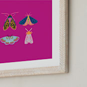 "Boho Bugs" - Art Print in Magenta by Britt Mills - Frame Close-up