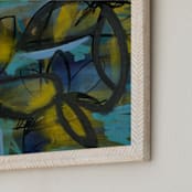 "Shining Flower Series 3" - Art Print in Brillant Blue and Yellow by Angela Simeone - Frame Close-up