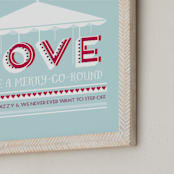 "Love is like a Merry-Go-Round" - Art Print in Aqua by Jan Shepherd - Frame Close-up