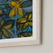 "Shining Flowers Series 1" - Art Print in Vibrant Blue and Yellow by Angela Simeone - Frame Close-up