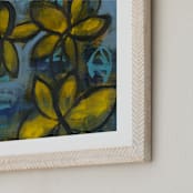 "Shining Flowers Series 2" - Art Print in Brillant Blue and Yellow by Angela Simeone - Frame Close-up