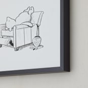 "Pooh Lounging | Winnie The Pooh" - Art Print in White by Stefanie Lane - Frame Close-up