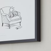 "Piglet Lounging | Winnie The Pooh" - Art Print in White by Stefanie Lane - Frame Close-up